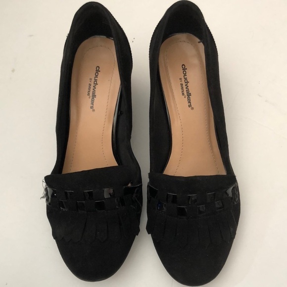 CLOUDWALKERS by Avenue Black Loafer Heels Pumps Shoes Size 8W - Picture 1 of 8